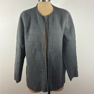 Talbots Women's Knit Open Front Cardigan Sweater Gray Size L